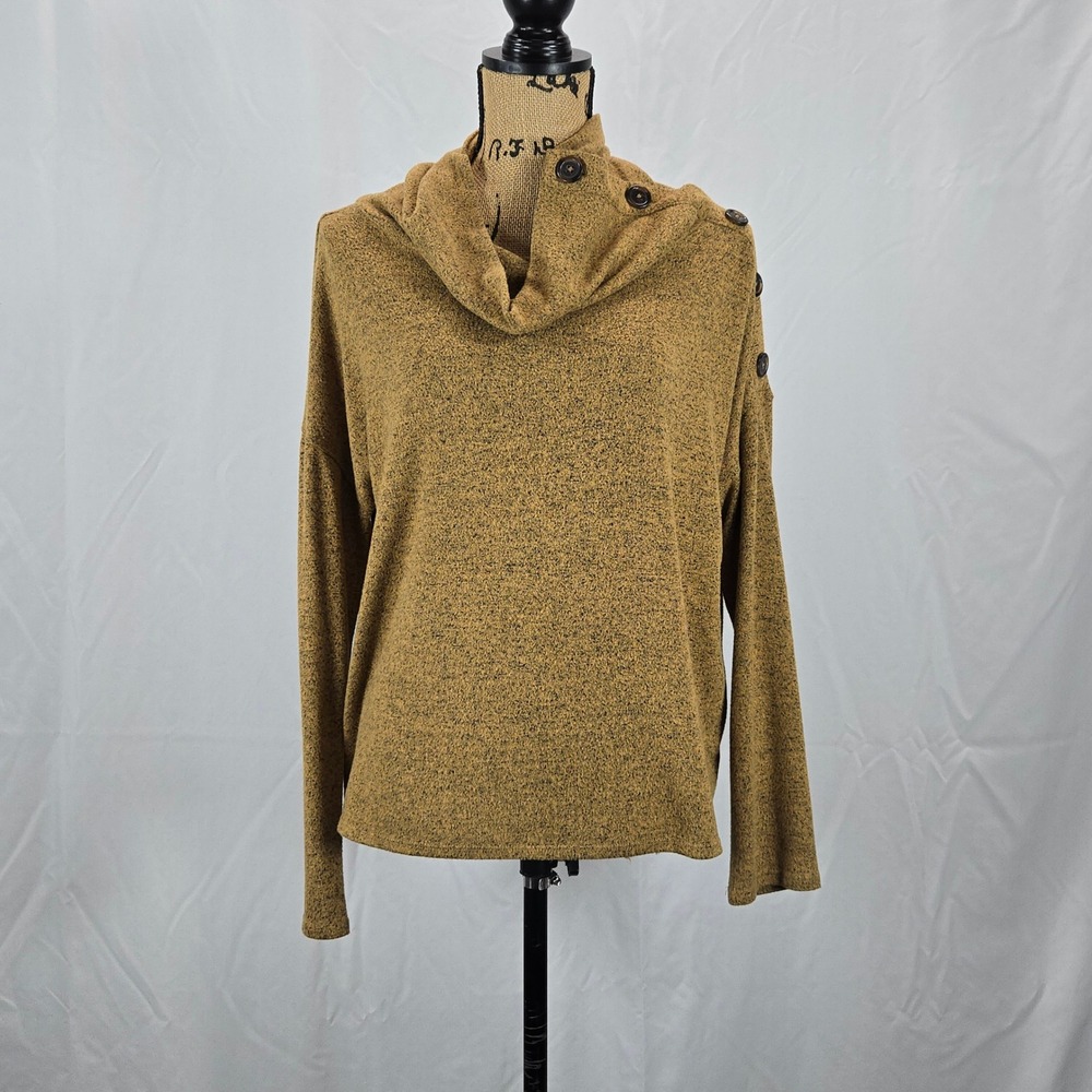 Maurices 24/7 Cozy Soft Knit Cowl Neck Sweater Button Shoulder Top Womens Medium